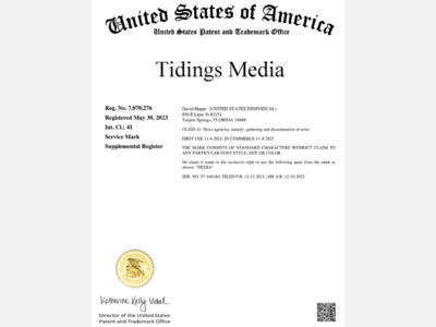 Tidings Media Receives Trademark from US Patent and Trademark Office
