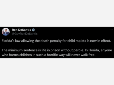 Florida Law Allowing Death Penalty for Child Rapists Goes Into Effect