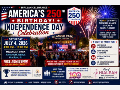 Hialeah Will Celebrate America’s 250th Birthday at Milander Park