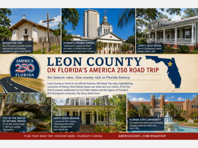 Leon County’s America 250 Road Trip Stops Tell Florida’s Story From Missions to Statehood