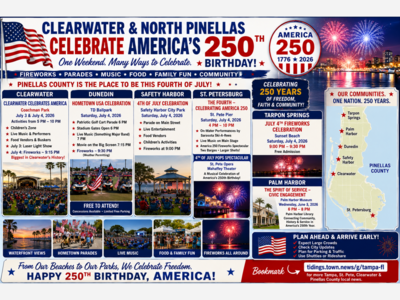 Clearwater and North Pinellas Will Celebrate America’s 250th Birthday Across the Bay